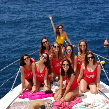 dolphin watching gran canaria - shared yacht - keeper one - blue m - girls enjoying the trip