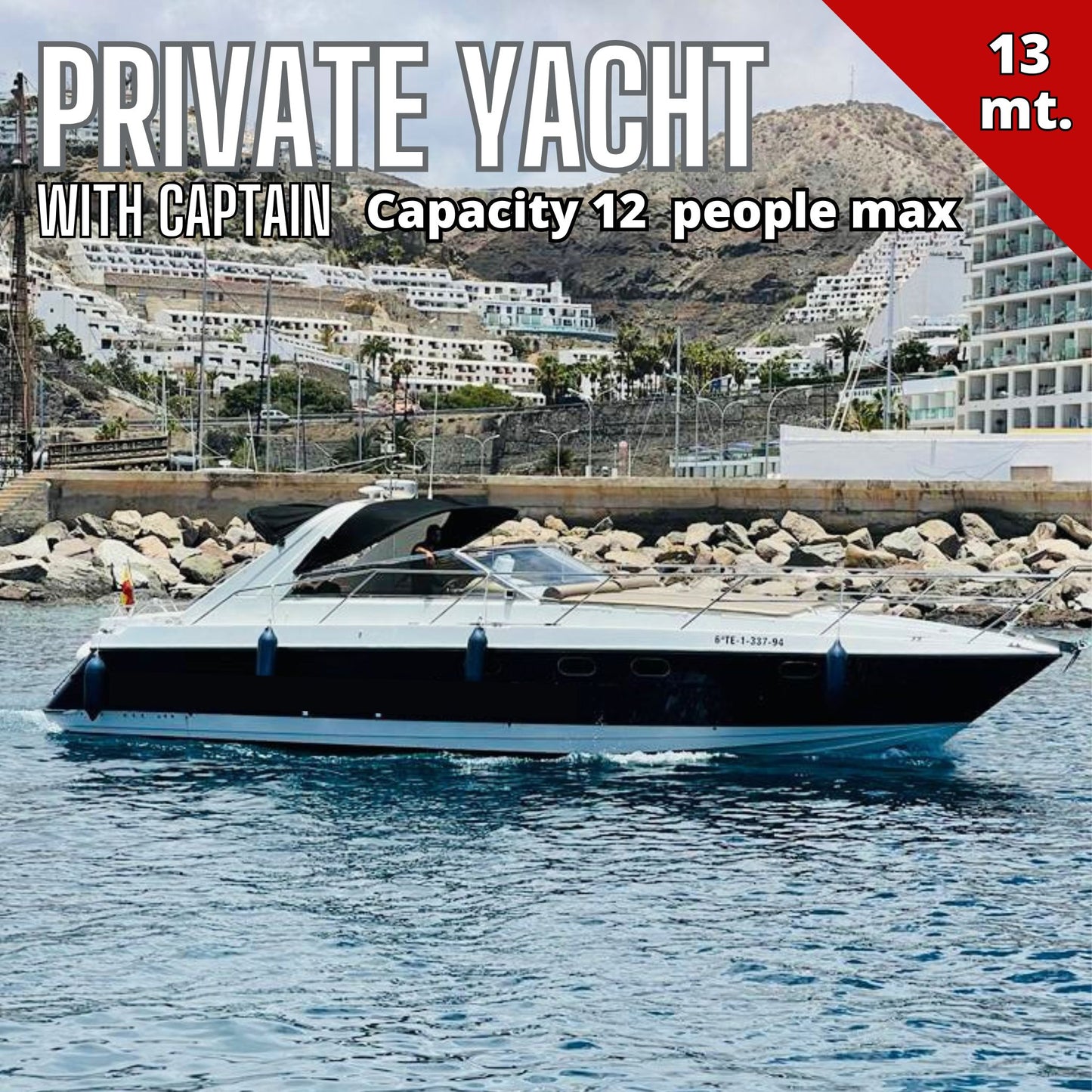 Private Yacht Rental with Captain (13m - capacity 12 people)